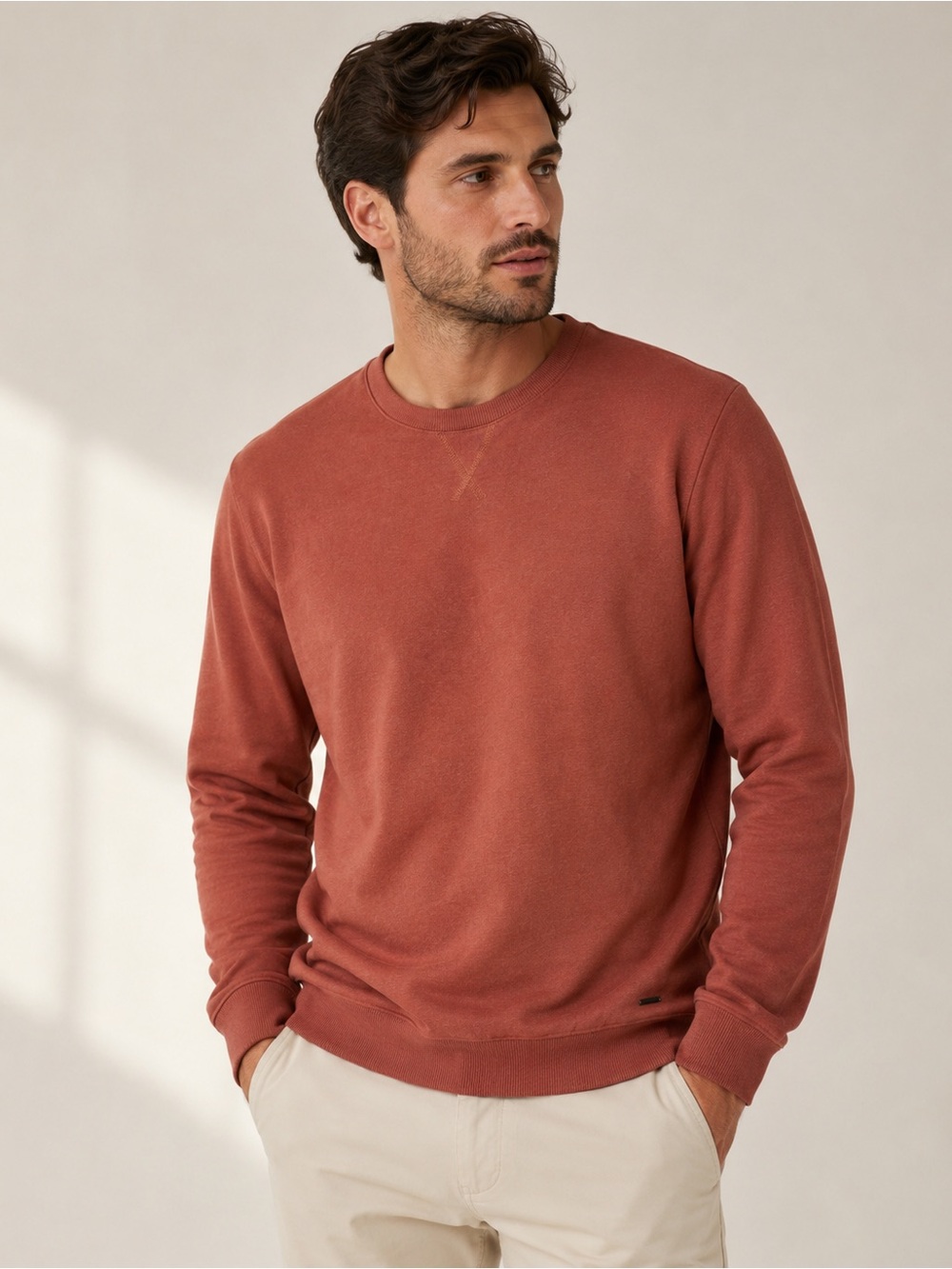 Denim & Flower Ricky Singh NWT Sueded Crewneck Sweatshirt Men’s Large Rust